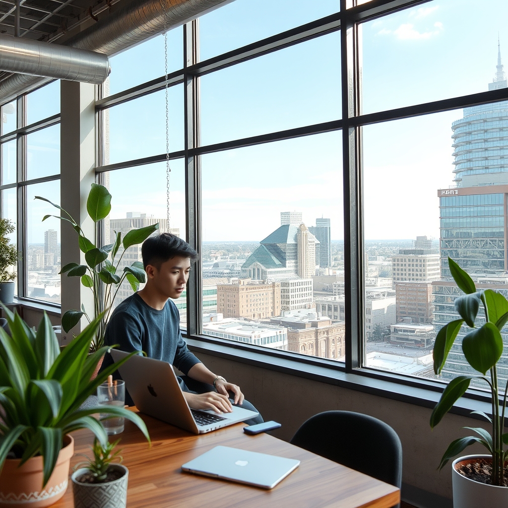 Remote worker at coworking space in Tulsa