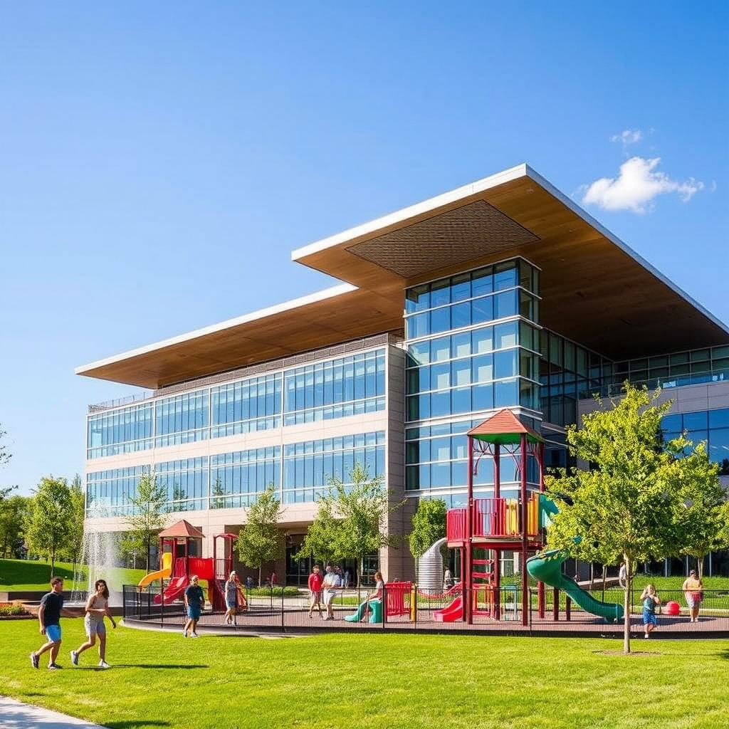 Gathering Place park with families in Tulsa